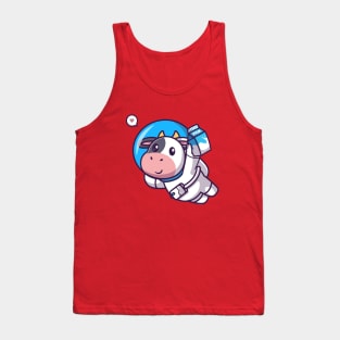 Meme cow astronaut Love holding milk Tank Top